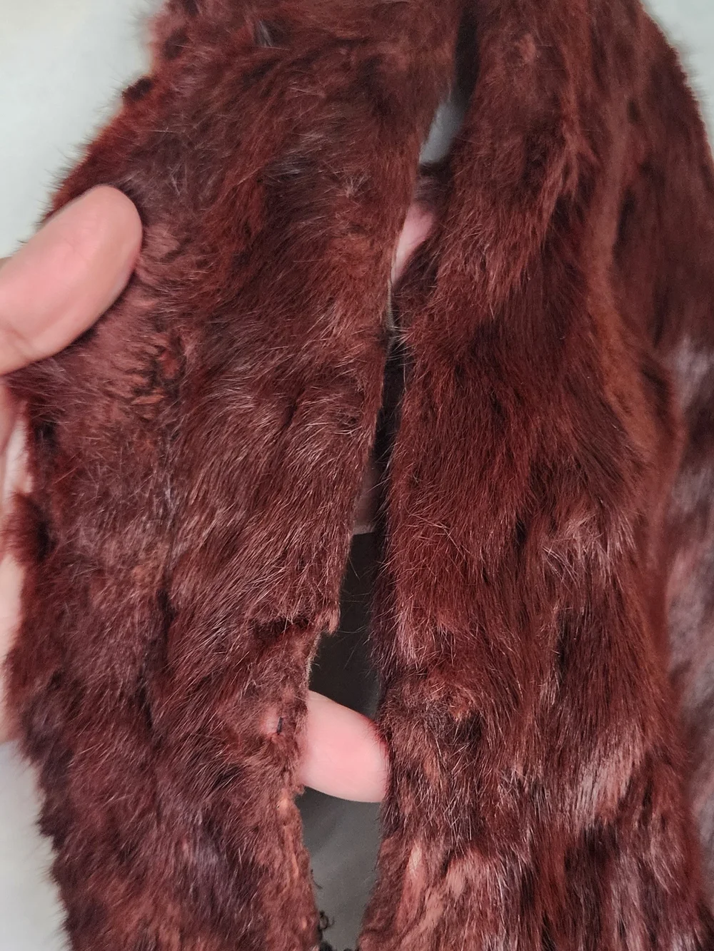 Vintage Plush Burgundy Faux Fur Wrap Shawl - Elegant Women’s Accessory